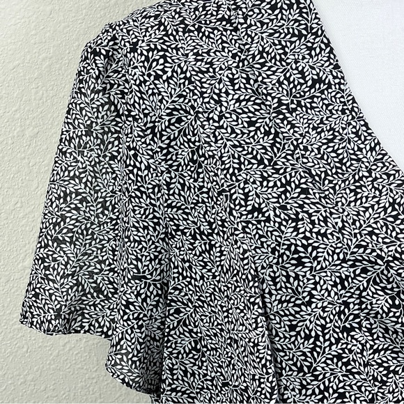 Vintage Spago Collection Blouse Women's 16W Button Up Short Sleeve Leaf Print - Picture 6 of 8